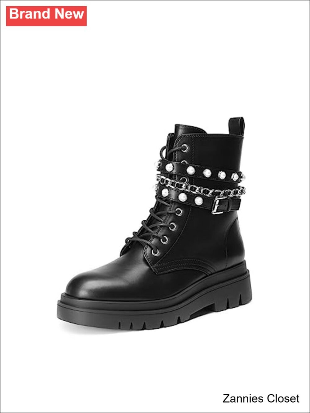 ✨DREAM PAIRS Women's Combat Boots Lace Up Ankle Booties Faux Leather